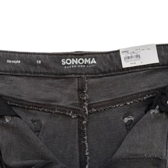 Sonoma Gray Black Wash High Rise Vintage Style Straight Leg Jeans Size 18 NEW - Picture 3 of 12